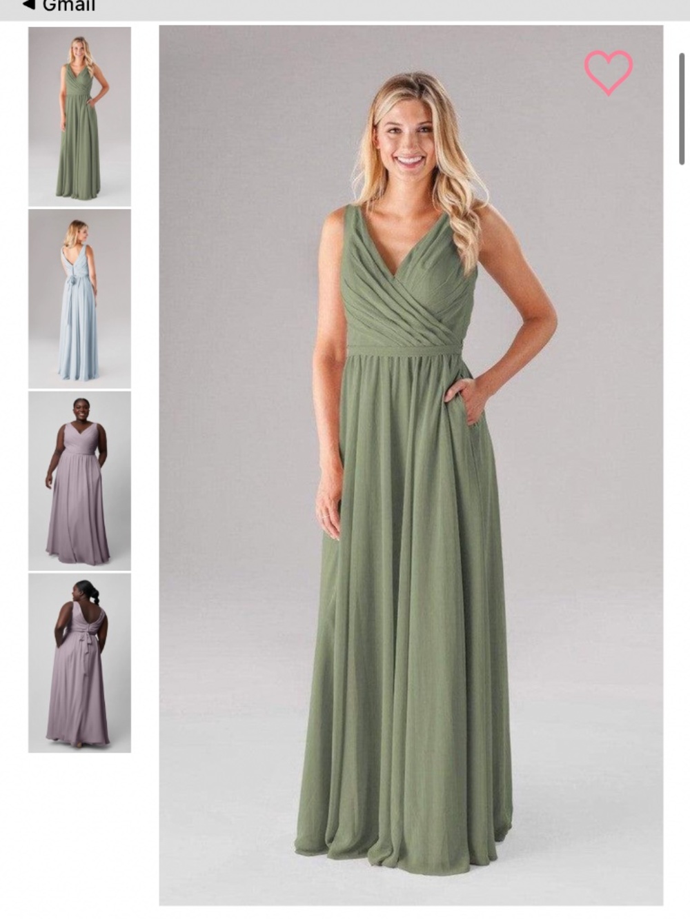 Moss Chifon A Line V Neck Bridesmaids Dress